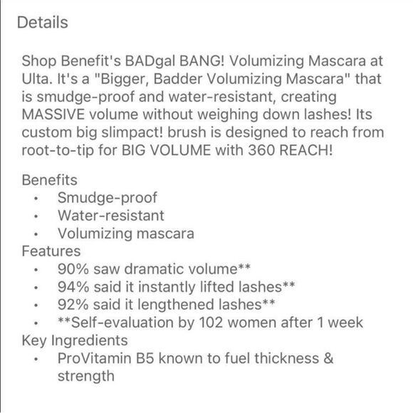 $5 🌙 Benefit Bad Gal‎ Bang Volumizing Mascara 🆕 Black - Picture 3 of 4